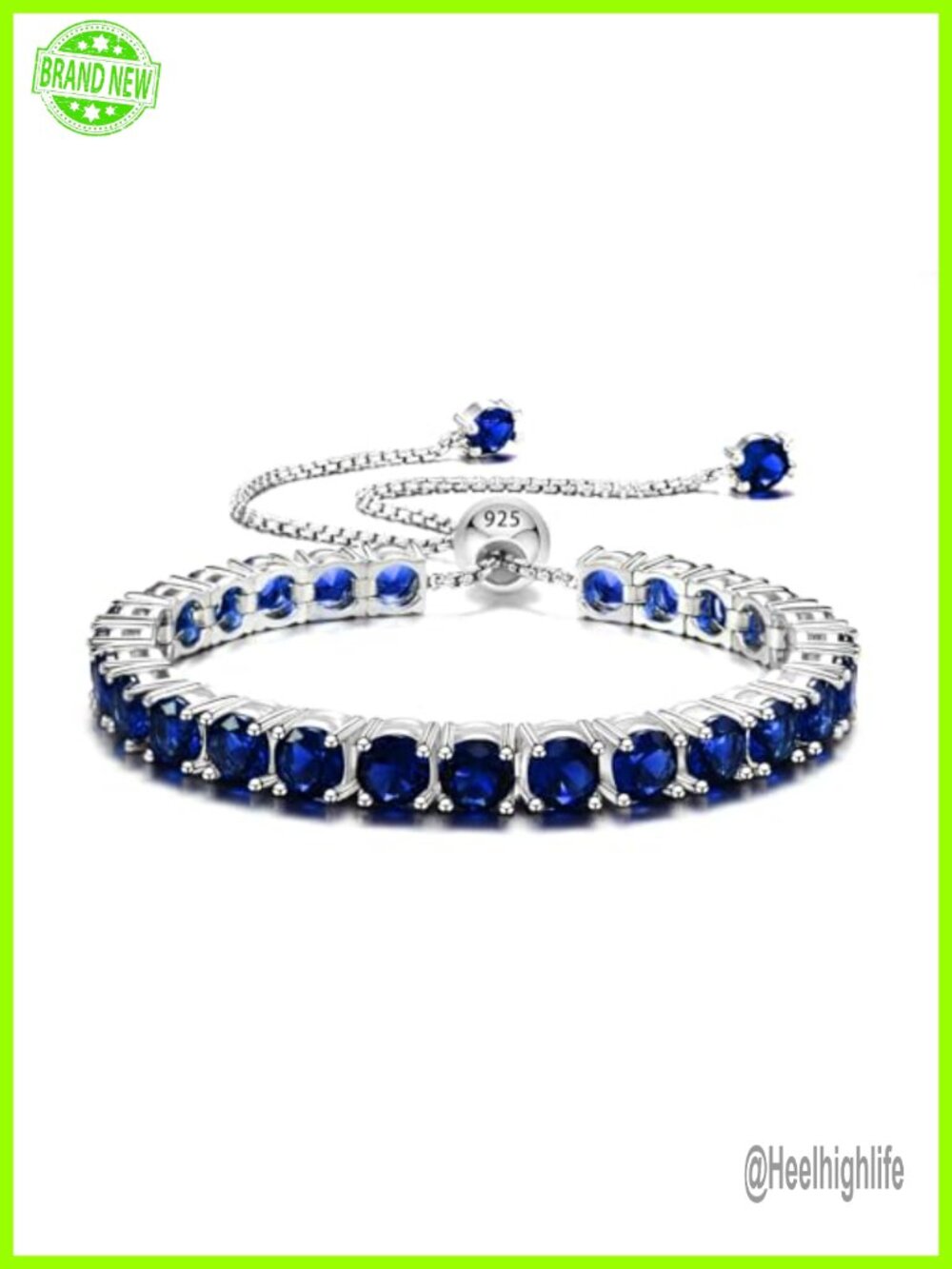 Sterling Silver Birthstone Tennis Bracelet Adjustable 6-9 In
